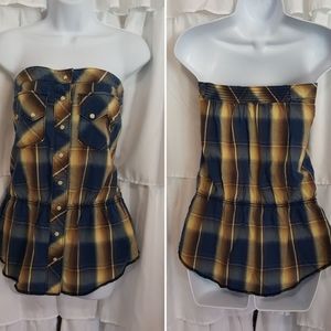 True Religion Plaid Peplum Top